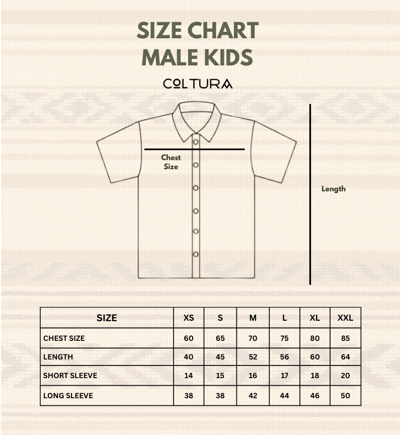 Size chart kids male